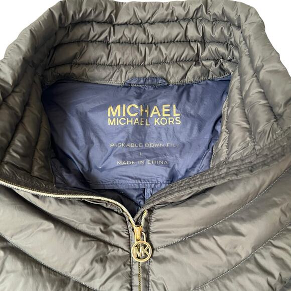 Michael Kors Packable Down-Fill Puffer Jacket Women’s Large Gray - Picture 2 of 9